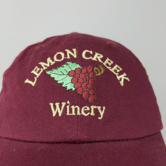Lemon Creek Winery Slideback Hat Red Adjustable Embroidered Logo Grapes - Picture 4 of 11